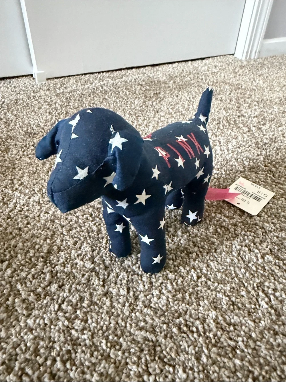 PINK Victoria's Secret Navy Star Cleveland Indians Plush Dog with Red Logo - Picture 3 of 5